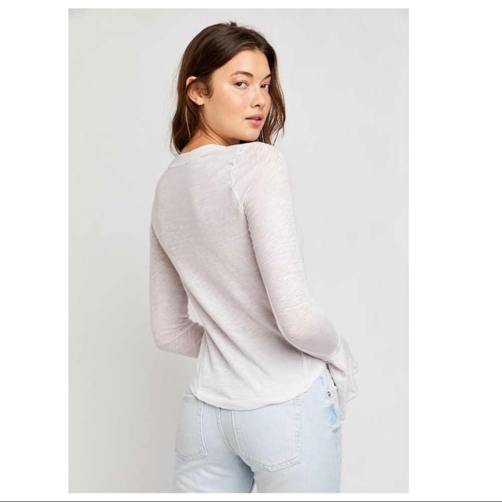 FREE PEOPLE BOHO TOP LONG SLEEVES KNIT PULLOVER LAYERING TEE A2C - Picture 2 of 11